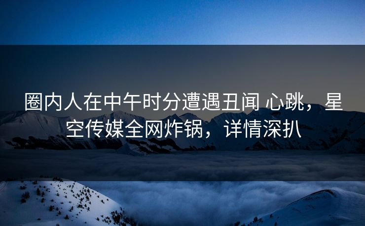 圈内人在中午时分遭遇丑闻 心跳,星空传媒全网炸锅,详情深扒