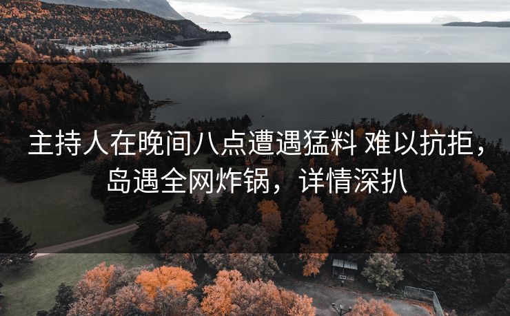 主持人在晚间八点遭遇猛料 难以抗拒，岛遇全网炸锅，详情深扒